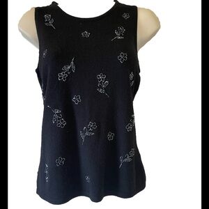 Beaded Black Sleeveless Top small/petite